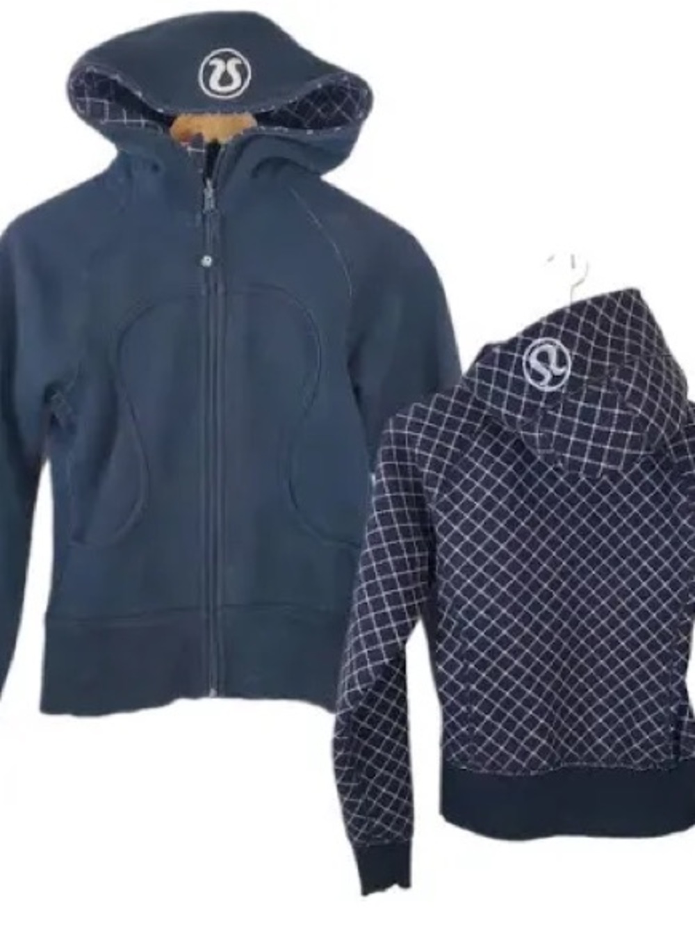 lululemon athletica reversible scuba hoodie black and diamond print size XS